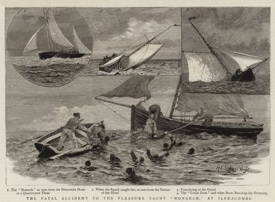 Het fatale ongeluk met het plezierjacht Monarch, bij Ilfracombe door Henry Charles Seppings Wright